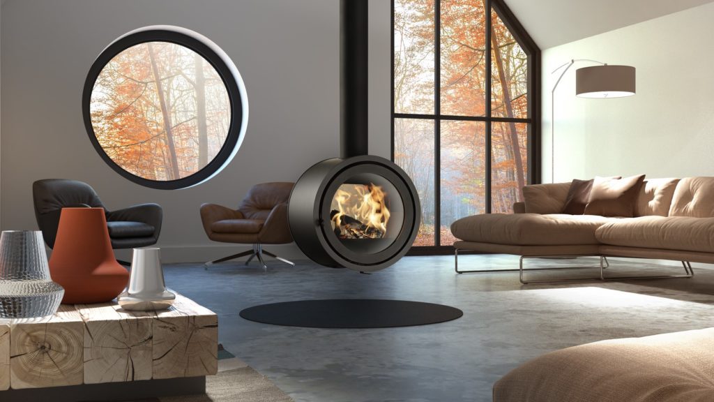 Salamandra a lenha suspensa de dupla face BIOJAQ DG ODIN TUNNEL FIXED