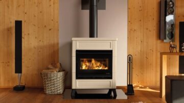 Salamandra a lenha para aquecimento de ar BIOJAQ PZT ELSA STAR em creme