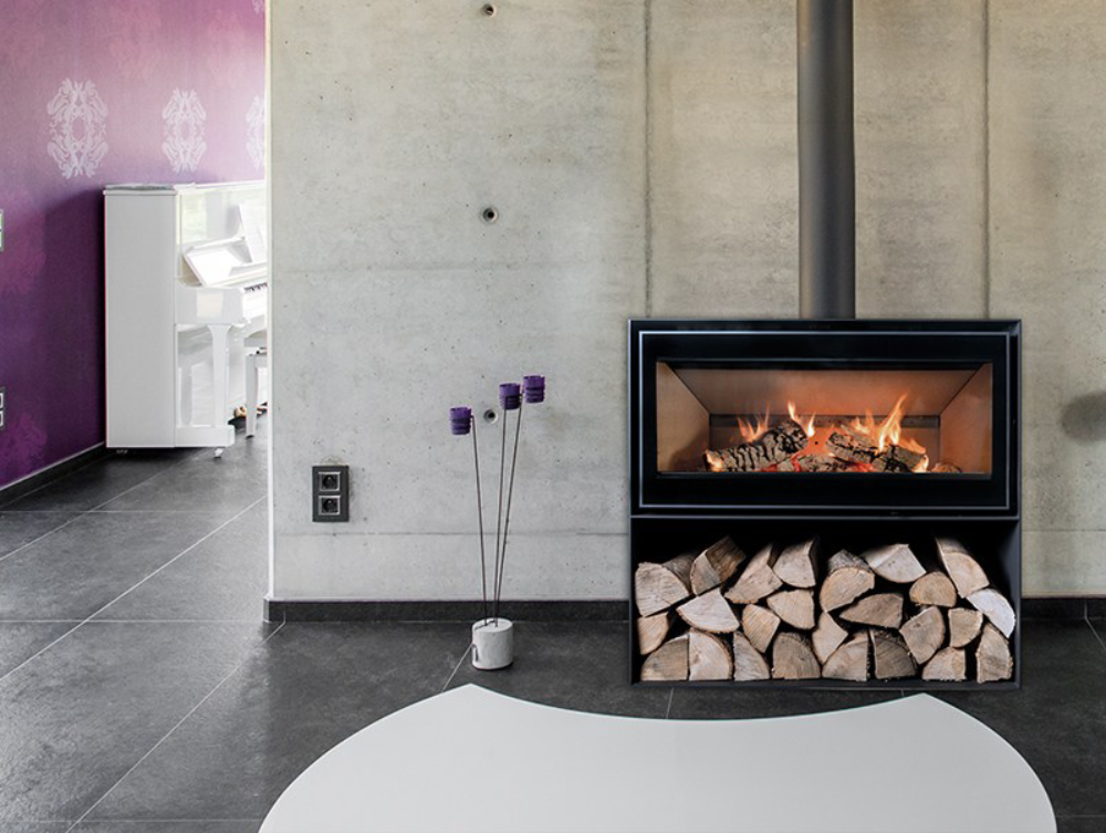 Salamandra a lenha Biojaq JD Pure com woodbox 16:9